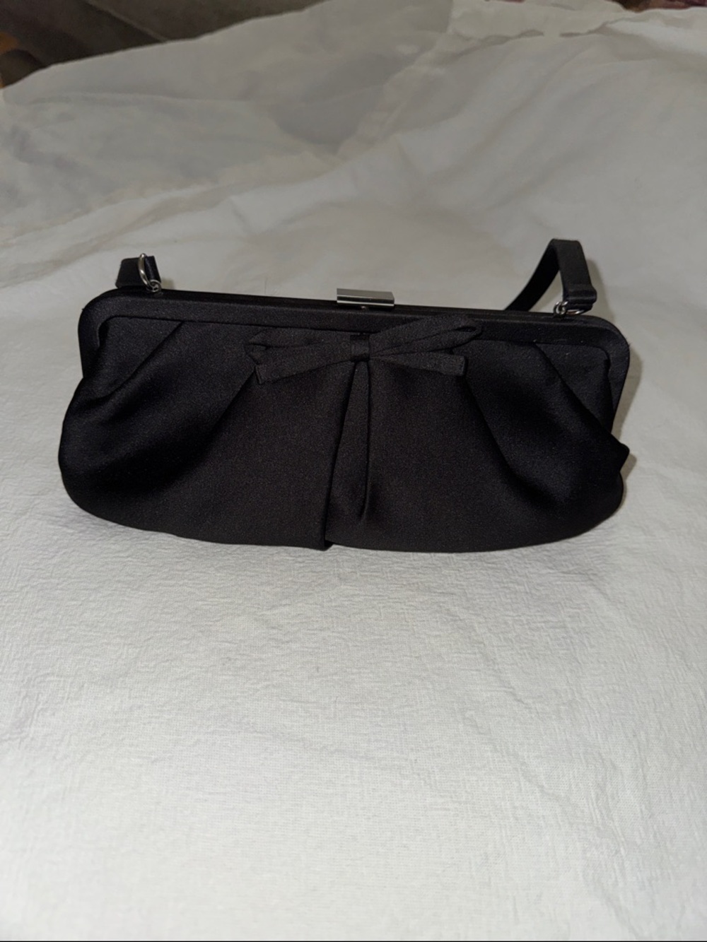 Apt 9 Black Satin Bow Clutch Purse